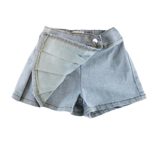 Pearls Pleat Denim Skorts