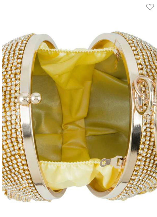 Full Rhinestone Fringe Ball Shape Clutch