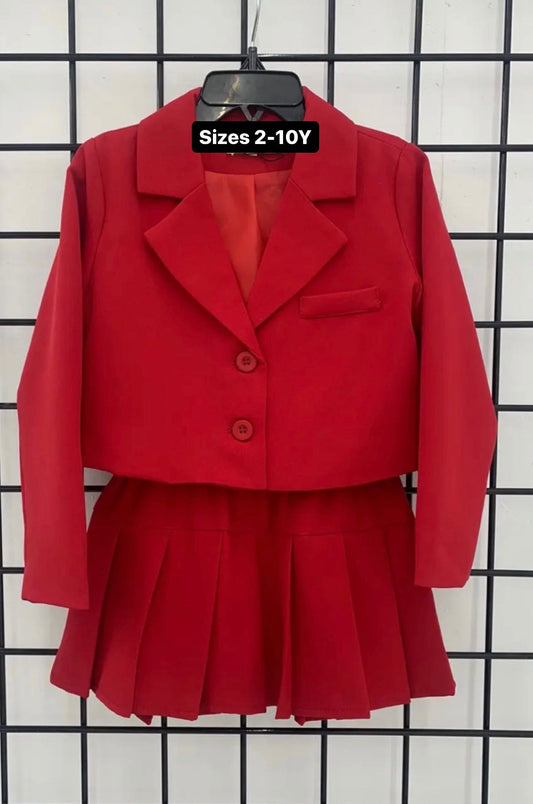 Kids Schooler skort Set - Pink & Red