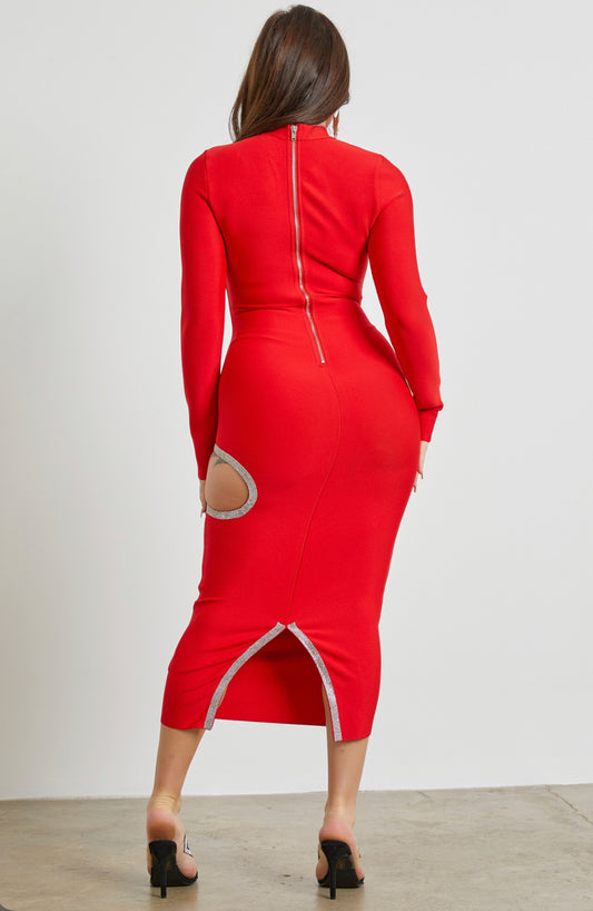 EMBELLISHED CUT OUT LONG DRESS