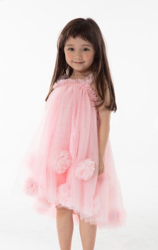 Pom pom Tutu Dress PINK / IVORY