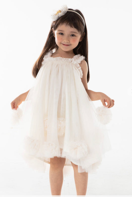 Pom pom Tutu Dress PINK / IVORY