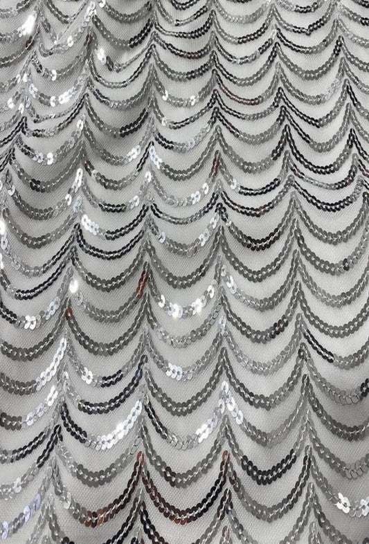 CROP TOP AND SKIRT SET - Silver/White