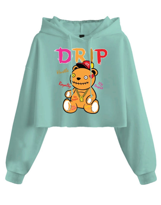 Junior Drip Bear Franch Terry Crop Hoodie