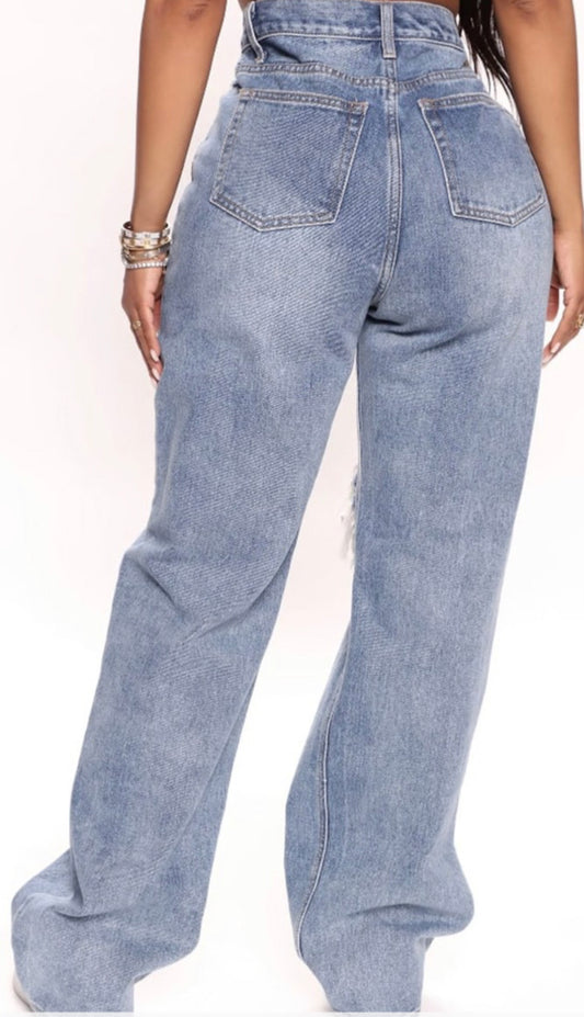 Straight Wide Leg Skater Denim Jeans- women’s
