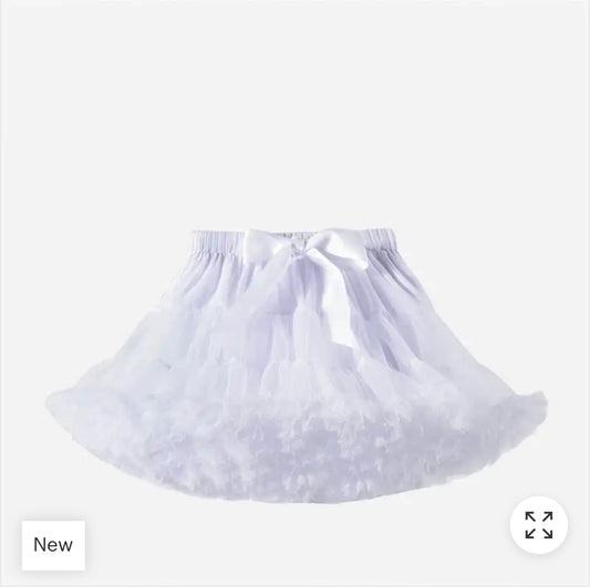 Girl's Tutu Mesh Princess Skirt -White. Birthday
