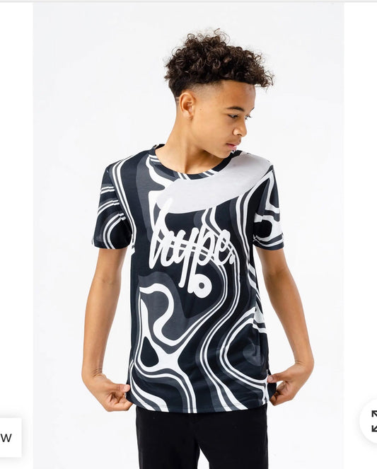 Hype Boys Black Liquid Wave Script T-shirt