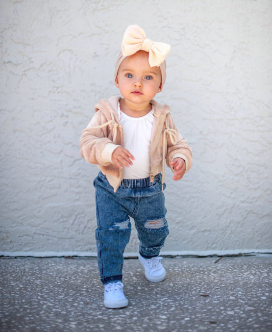 Distressed Denim Jeans- Dark Wash