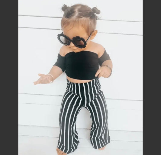 Bell Bottoms - Black & White Stripe