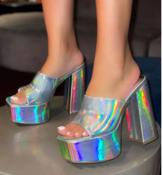 WOMENS WIDE TOE BAND PLATFORM , HEELS , SLIPPERS, SLIDES