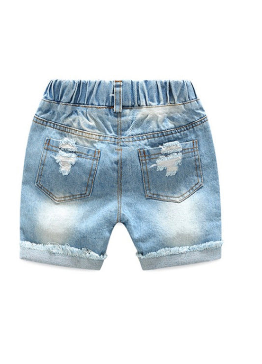 Boys Denim Shorts - Ripped Front and Back Shorts