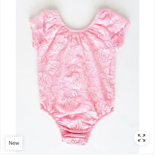 Cap Sleeve Lace Leotard - Pink