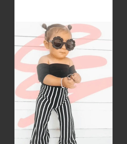 Bell Bottoms - Black & White Stripe