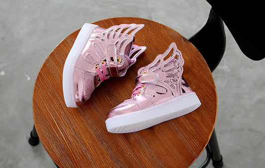 Pink Girls Led Pink Shoes With Wings