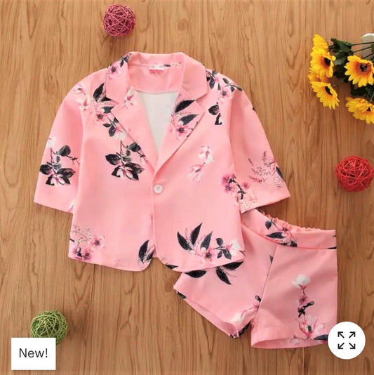 Pink Kids Floral 2 piece Suit Blazers set. Birthday