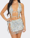 3p Silver skirt Set