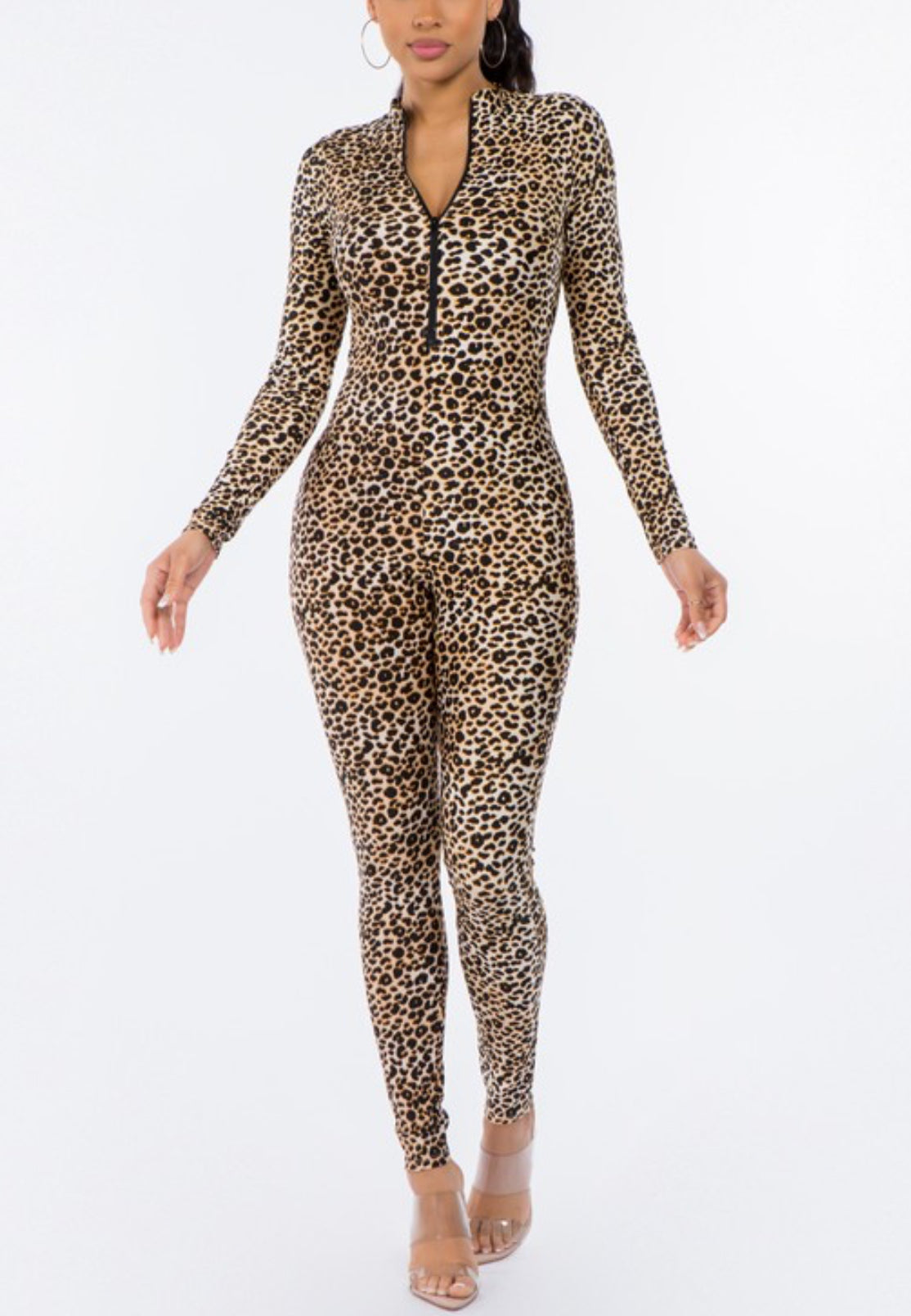 Leopard Animal Zipper Jumpsuit