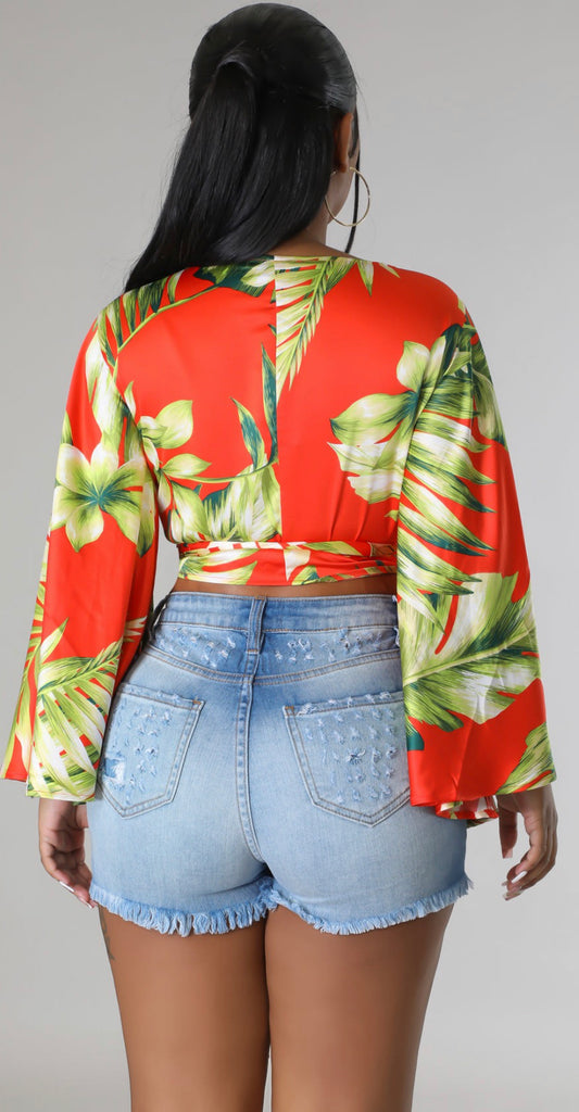 FLORAL PRINT SATIN BLOUSE