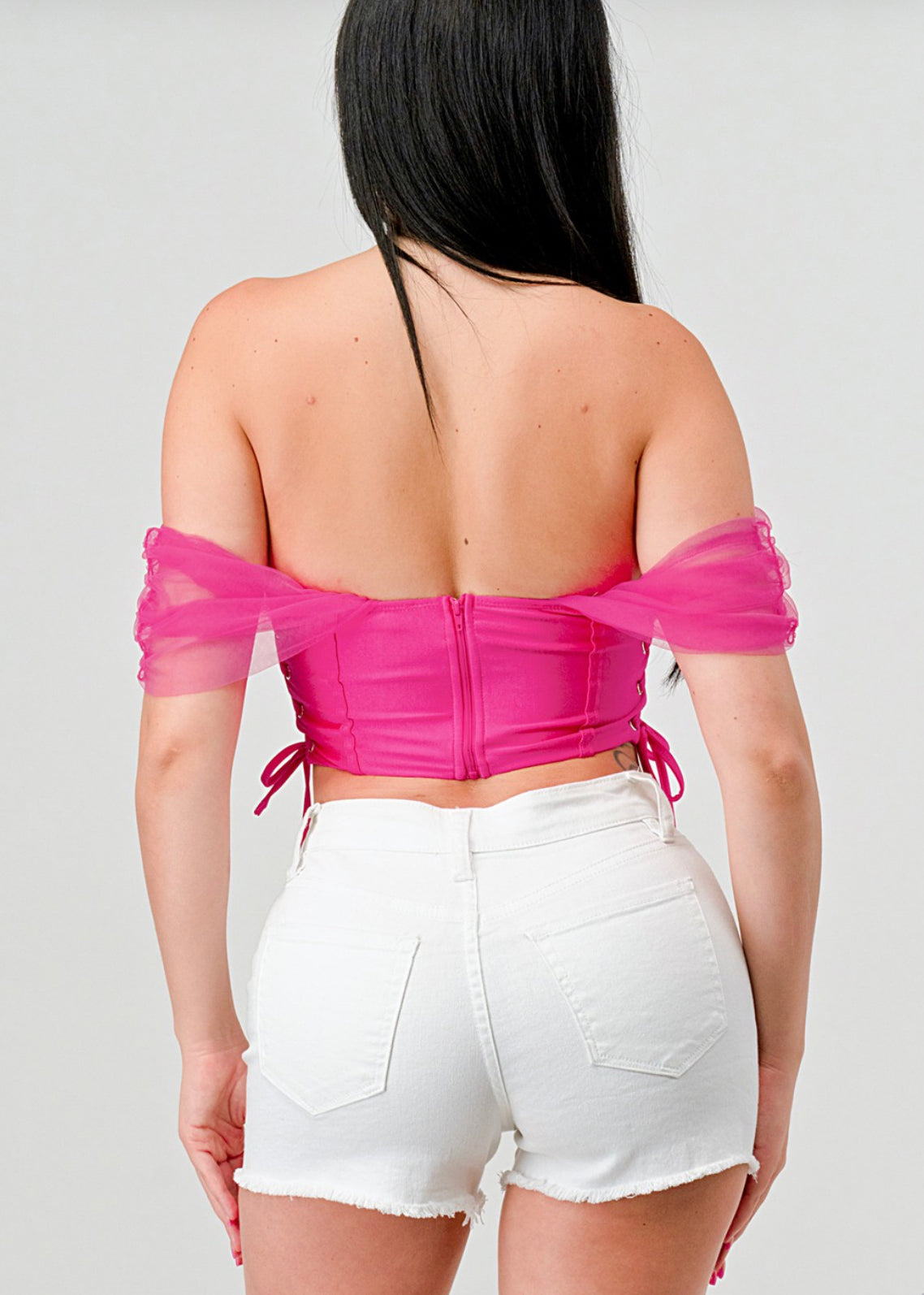 OFF THE SHOULDER SIDE LACE UP CORSET TOP