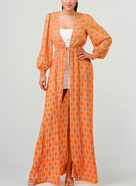 Waist tie Maxi Cardigan