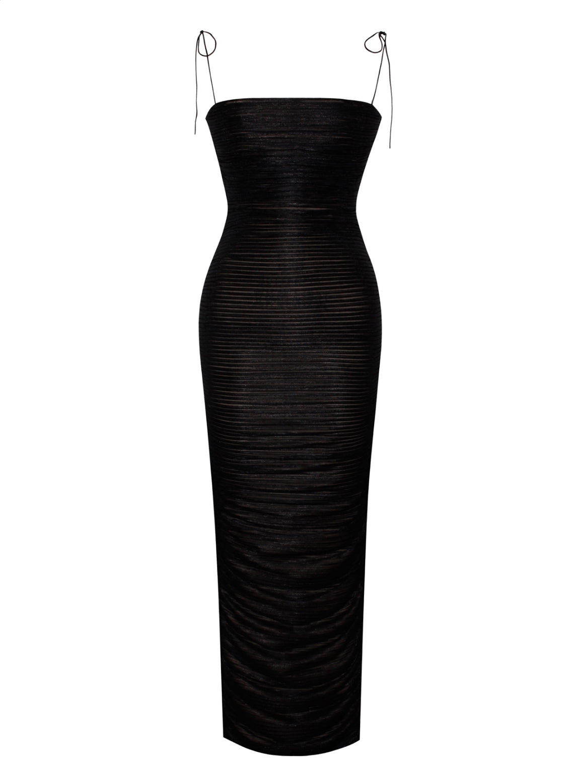 Gorgeous Black Ruched Long Maxi Dress