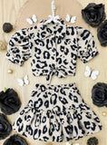 Kids 2p Leopard Ruffle Skirt Set
