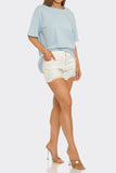 Rhinestone Studded Oversized Tee - baby blue