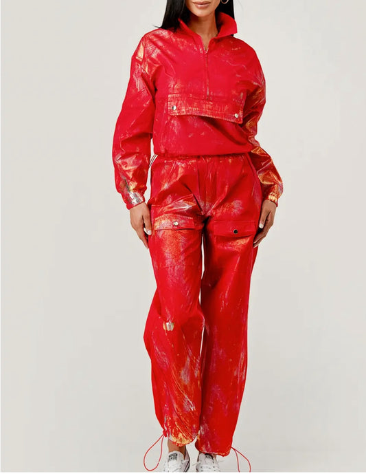 2 piece Red Metallic Set