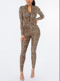 Leopard Animal Zipper Jumpsuit