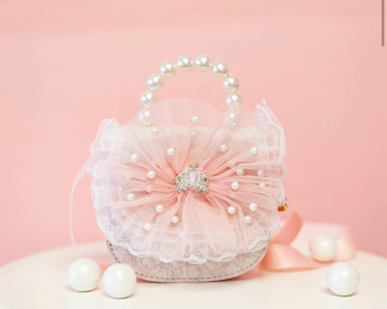 Lace Crown crossbody Bag - Pink