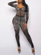 3pcs BODYSUIT & PANTS SET - RHINESTONE MESH BODYSUIT W/ MATCHING PANTS