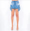 Fringed Side Denim Mini Skirt