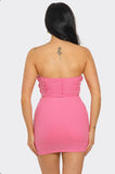 RIB TUBE CROP TOP WITH SKIRT SET-GREEN