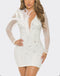 WHITE RHINESTONE BODYCON DRESS