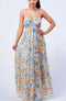 FLORAL HALTER SMOCKED SWEETHEART MAXI DRESS