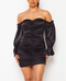 Off shoulder rushed mini dress