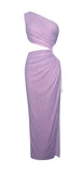 Tinsley Purple High Slit Crystal Embellished Dress