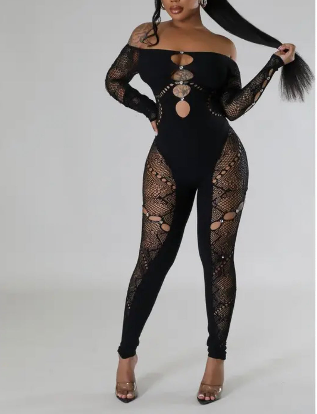 Mesh Long-Sleeved Jumpsuit