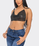 SPARKLY RHINESTONE HALTER NECK CROP TOP. One size fits all