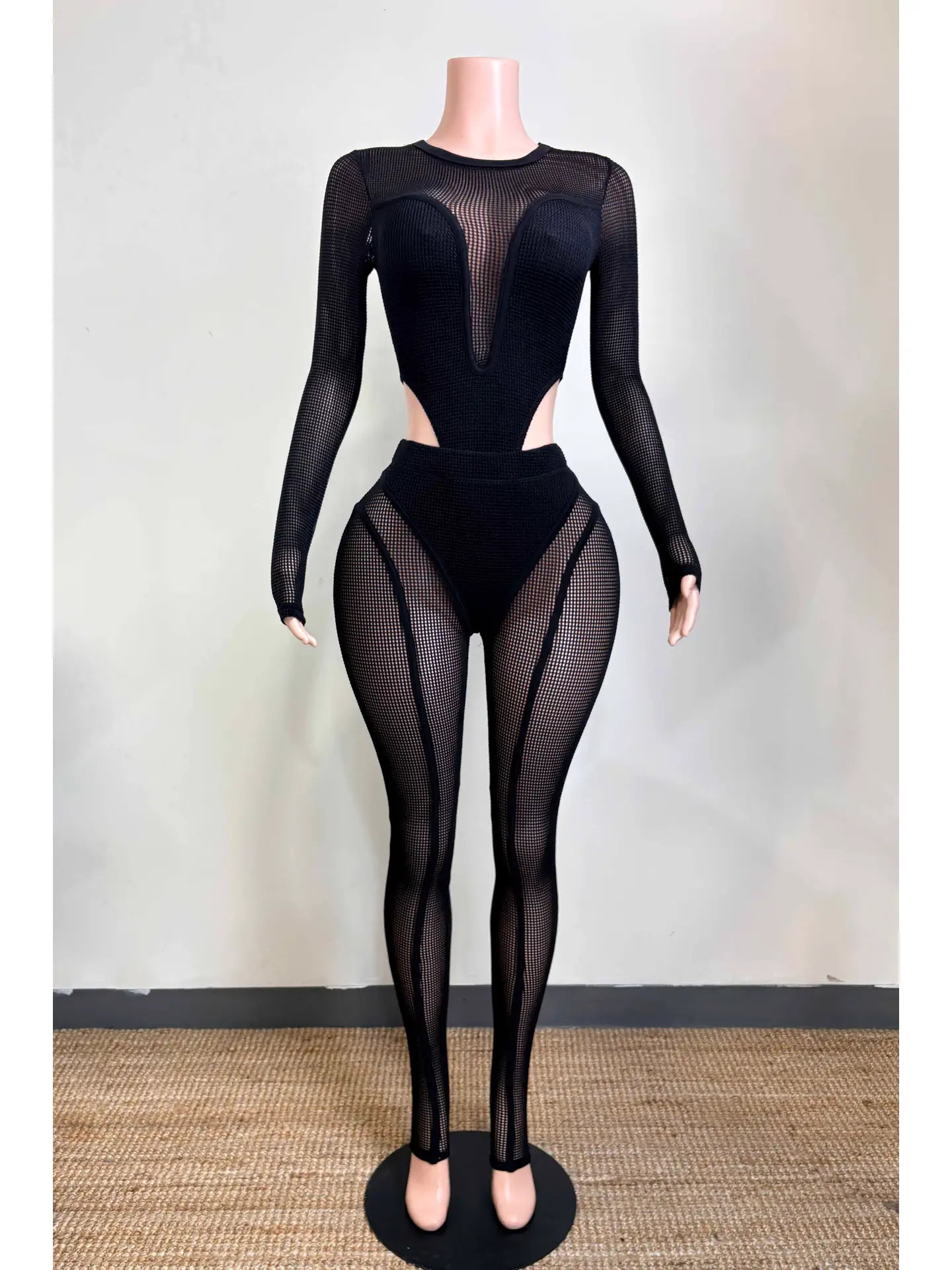 Mesh bodysuit legging Set