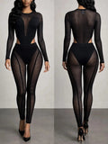 Mesh bodysuit legging Set