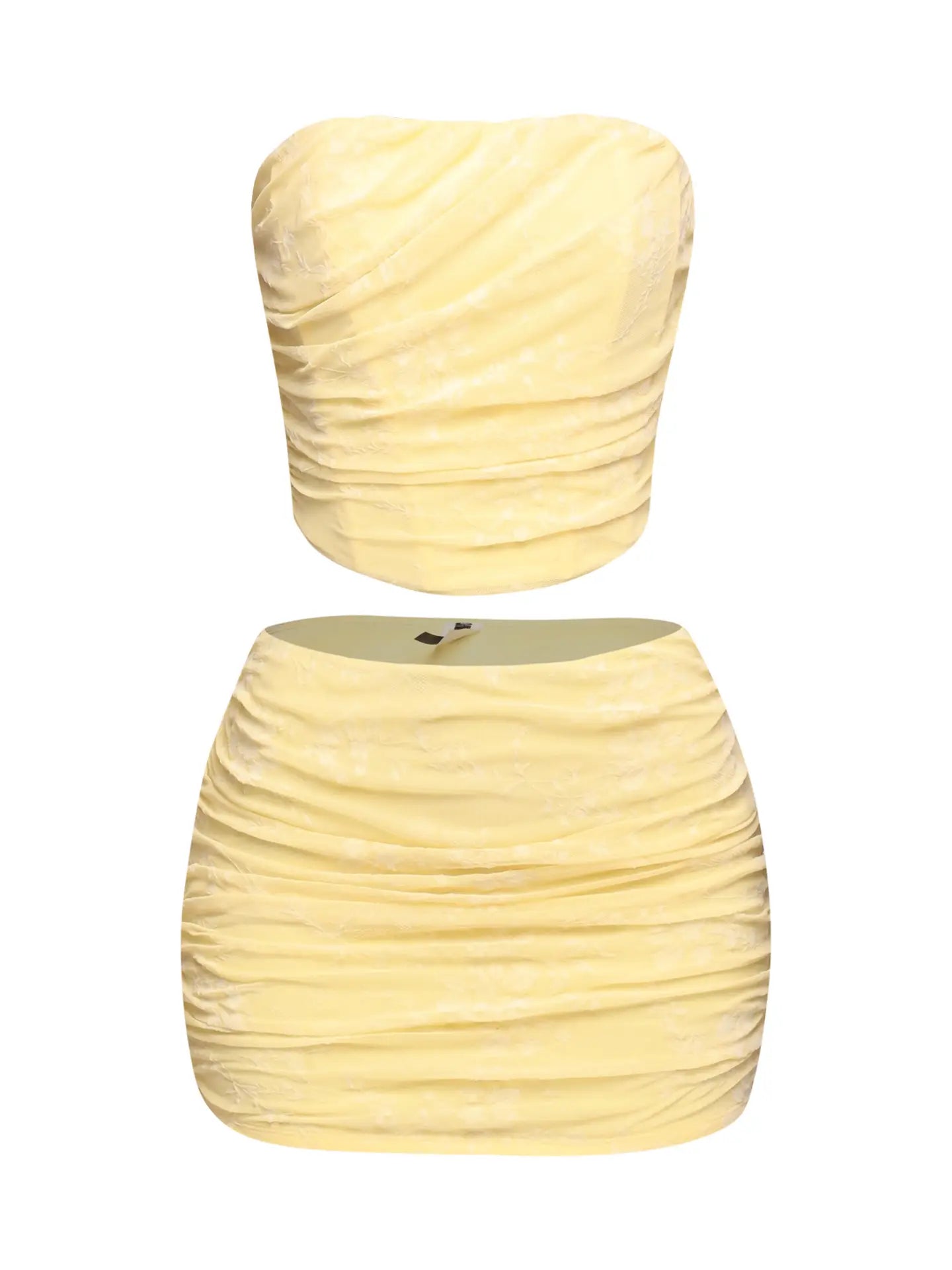 Lace Layered Zipper Back Top & Mini Skirt Set