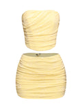Lace Layered Zipper Back Top & Mini Skirt Set