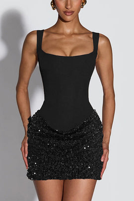 Sequins Panel Bodycon Mini Dress