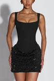 Sequins Panel Bodycon Mini Dress