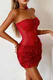 Strapless Corset Top & Floral Mini Skirt Set