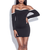 Black Off Shoulder Long Sleeve Corset Dress