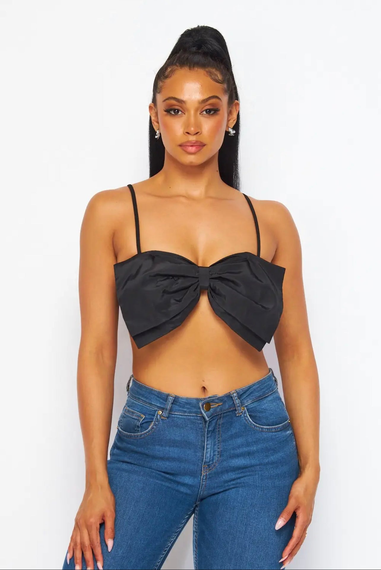 Women’s Gift Big Bow Front Cami Crop Top