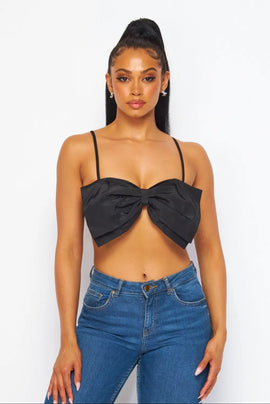 Women’s Gift Big Bow Front Cami Crop Top