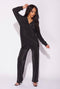 Women’s Black Plisse Shirt & Wide Leg Trouser Co Ord